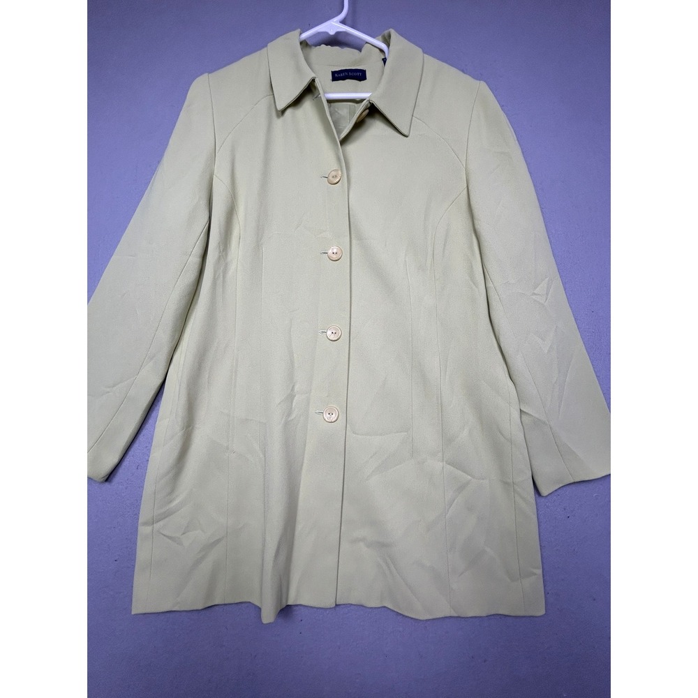 Karen Scott Jacket 100% Polyester Sage Green Size 14 Womens